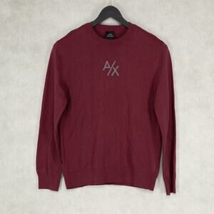 A|X Armani Exchange Crewneck Logo Crewneck Sweater Burgundy Size XXL